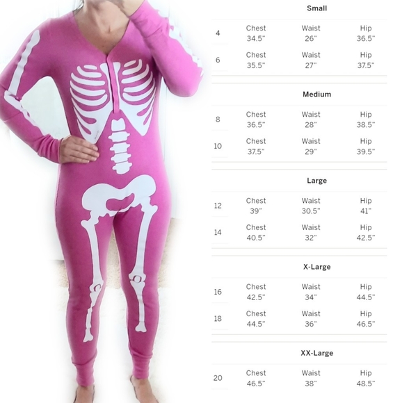 NEW XXL VS PINK Halloween Thermal Sleep Onesie in Berry pink Skeleton - Picture 2 of 4